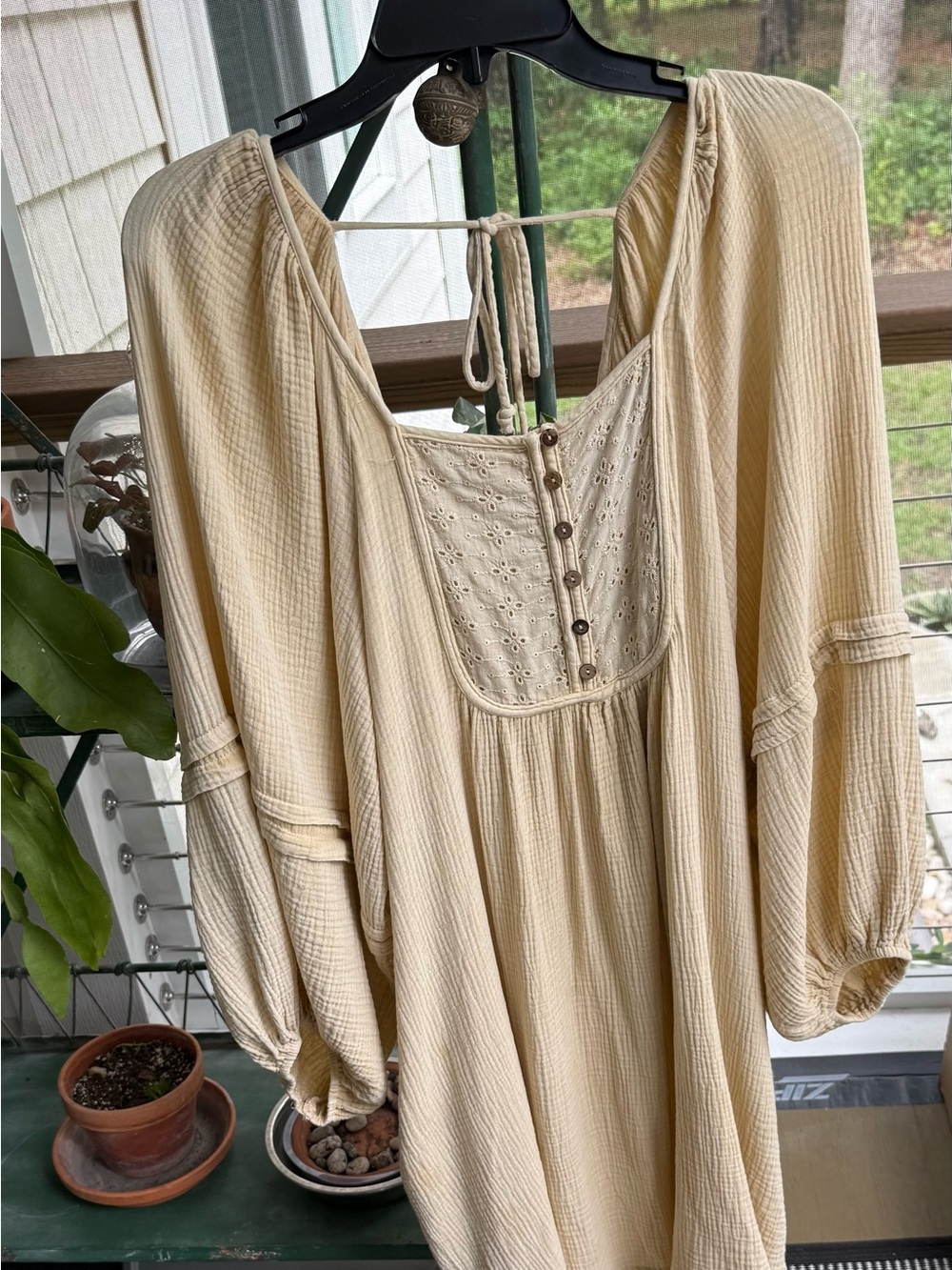 Easel Cream Textured Boho Top